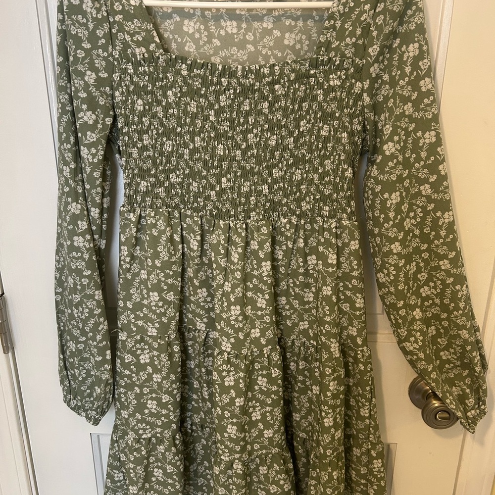 Floral Green Kids Dress